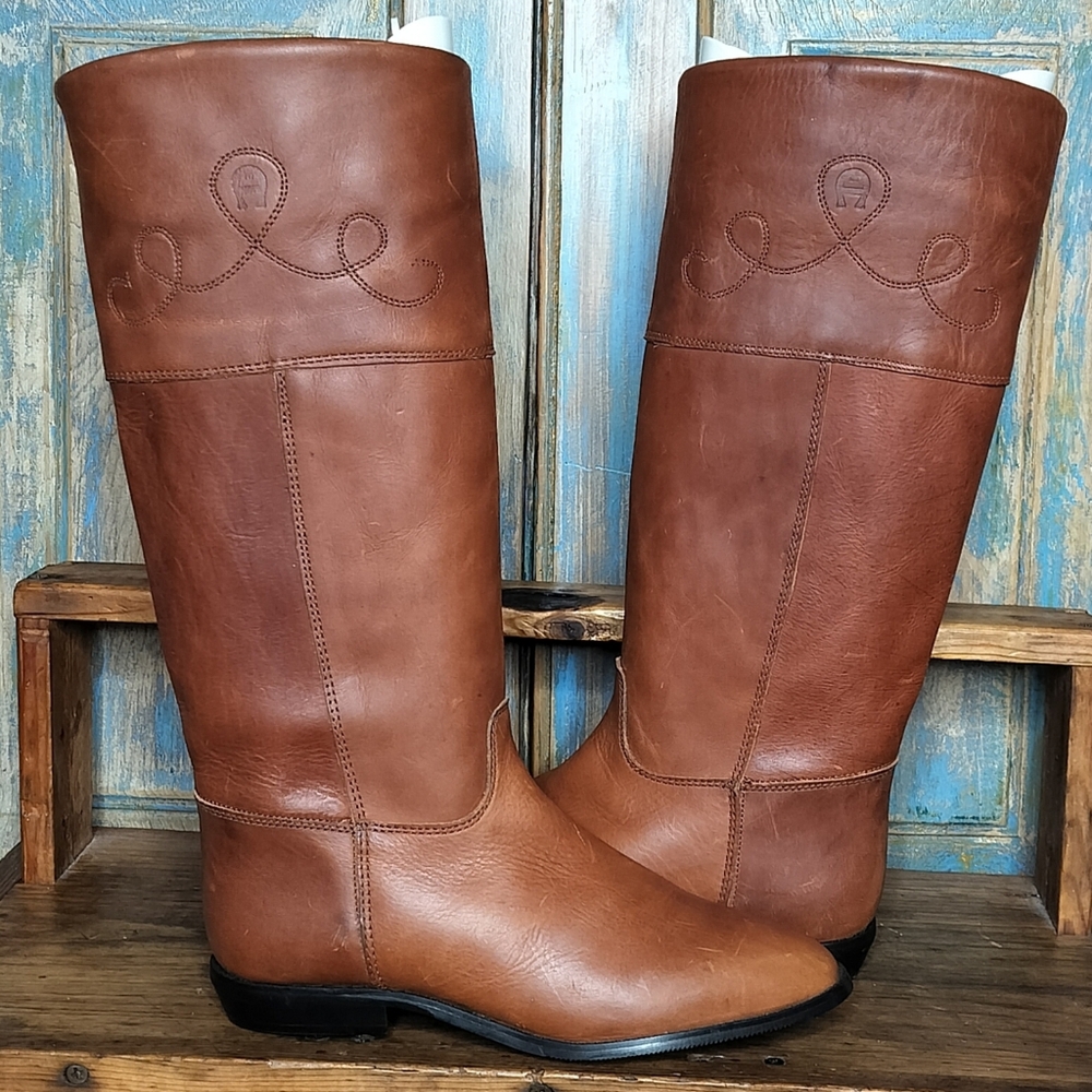 NEW! Vintage Etienne Aigner Rustics Riding Boots Classic Cognac 7.5 Gorgeous!